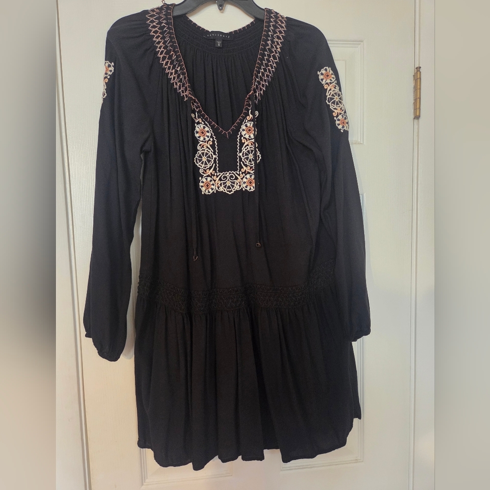 Sanctuary Black Dress with White and Orange Details